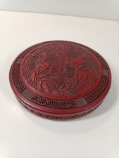 Vintage Red Engraved Round Box
