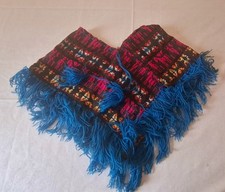 Vintage 1970's Handmade Fringed Mexican Poncho For A Child