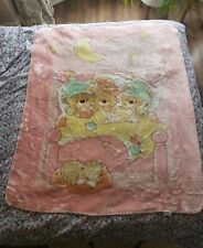 Vtg Belpla Ster Mantas Baby Mink Blanket Bears Bed Moon Plush Cloud Stars Cat