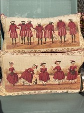 2 Ornate Vintage Antique Victorian Style Scene Cushions Pillows