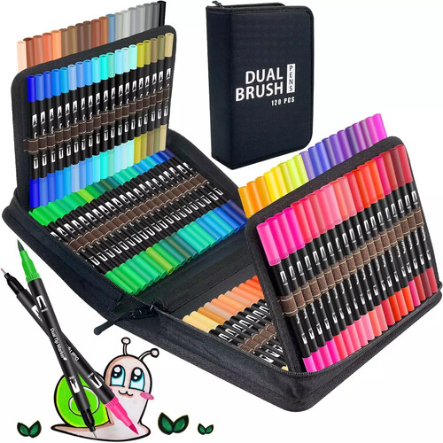 Dual tip colouring pens brush - tip,