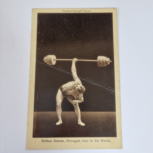 Antique strongman postcard - strongman,