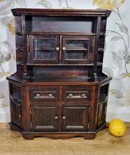 Vintage Miniature Oak Welsh Dresser Table Top Wall Hang Curio Display Cabinet