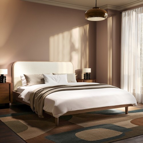 Walnut king size wooden bed - king,