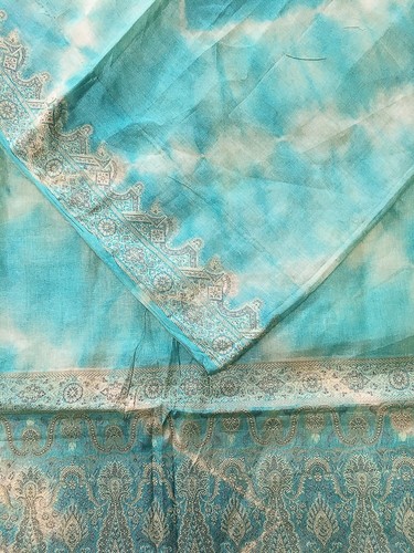 Pure tussar silk sari blue - tussar,