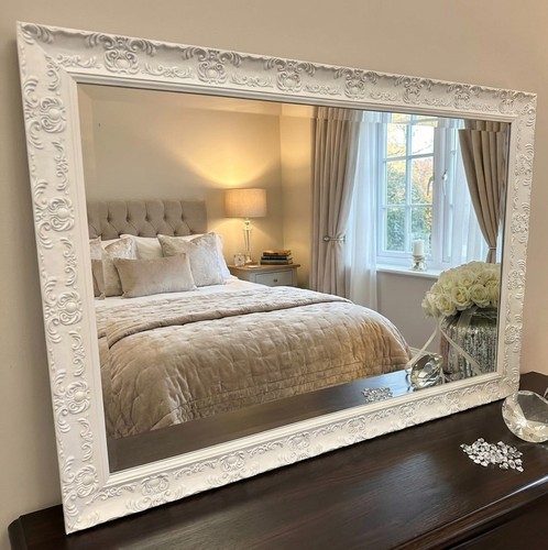 French white wall mirror - wall,