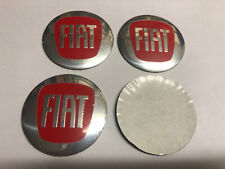 4x Fiat Wheel Centre Sticker Brand New Center Cap Hub 56mm Stickers Silver / Red