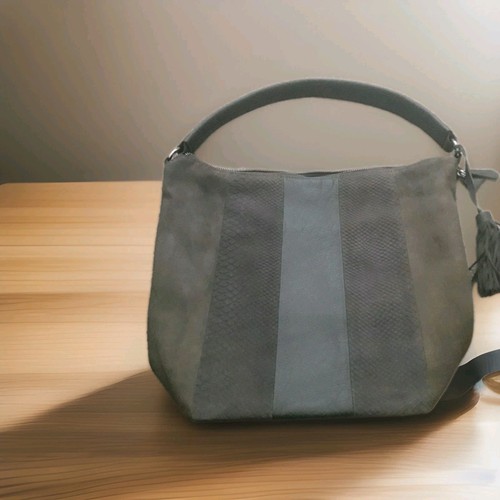 Grey suede leather shoulder - grey,