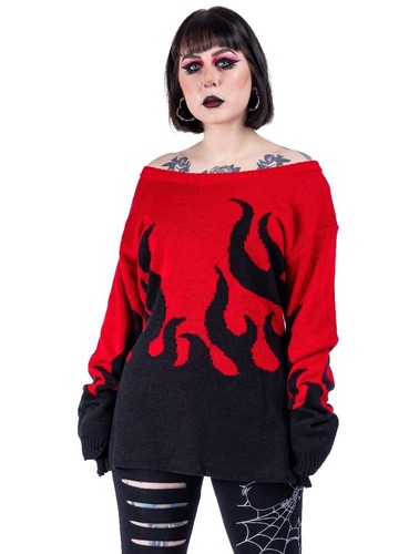 Heartless sweater black - sweater, black/red