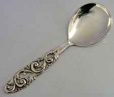 NORWEGIAN ANTIQUE SOLID SILVER 830S CADDY SPOON c1950 TELE PATTERN