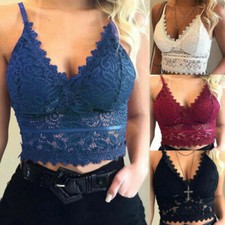 Womens Lace Floral Bralette Bralet Bra Bustier Crop Top Cami Tank Vest Camisole