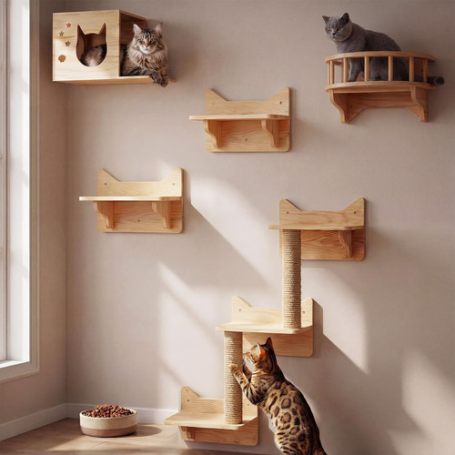 Cat shelves for wall - cat,