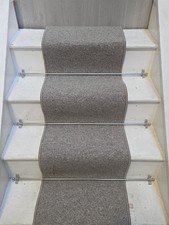 Stair Carpet Runner 7m / 45cm Wide / Upto 14 Steps 100% Wool - Grey - Berber