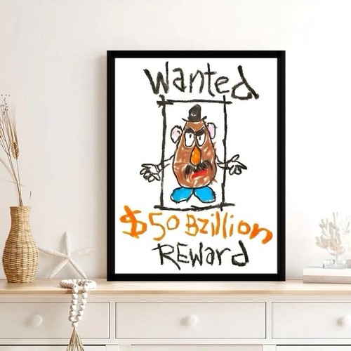 Potato head wanted framed - potato,
