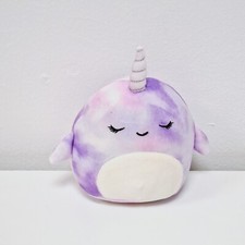 Squishmallows Nabila the Purple Tie-Dye Narwhal Soft Plush Toy 5"