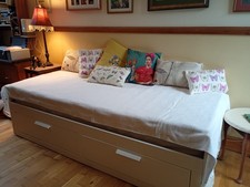 Ikea day bed with two mattresses, two drawers, white (Brimnes)Verygood condition