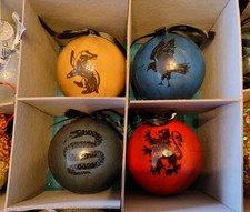 Harry Potter 4 house baubles Slytherin Hufflepuff Ravenclaw & Gryffindor Primark