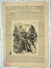 Original Old Antique Print 1855 General Williams Gallant Defender Arms War Man