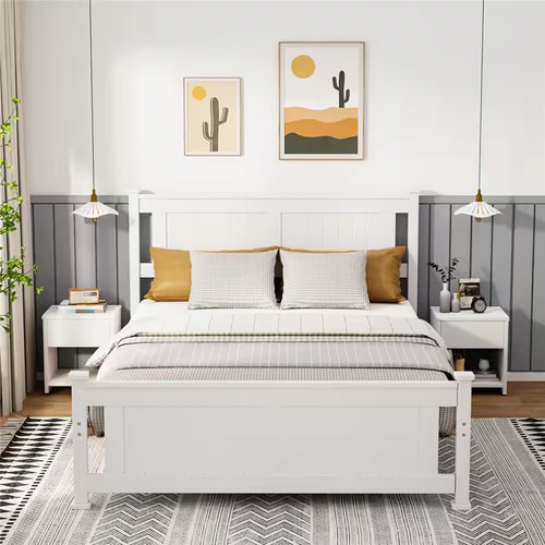 White wood bed frame - white,