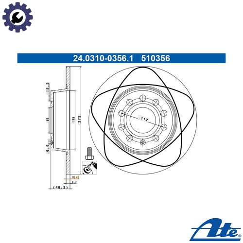 Brake disc 0310 0356 1 - 2x, 24.0310-0356.1