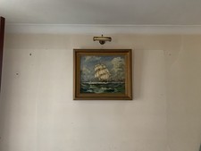 Oil Painting Of A Ship At Sea Painted By Local Over 45 Years Ago. £35.00 Collect