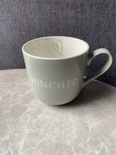 MRS HINCH Green/White ‘HINCHED' HEART Bone China Coffee Mug/Tea Cup-Tesco Home