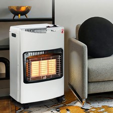 WHITE 4.2KW CALOR GAS PORTABLE CABINET HEATER FIRE HEATING WITH REGULATOR HOSE