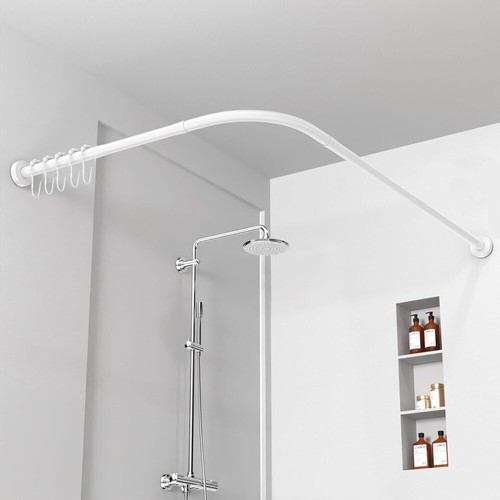 White shower curtain - rail, pole
