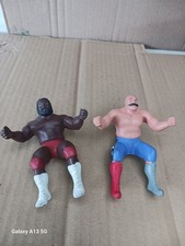 2x WWF Titan Sports LJN Thumb Wrestler Iron Sheik junk yard dog Vintage 1985 