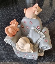 Collectible Three Cute Kittens Sitting on a Sofa 3" Resin Figurine