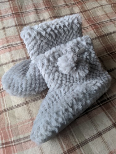Ladies grey primark slippers - grey,