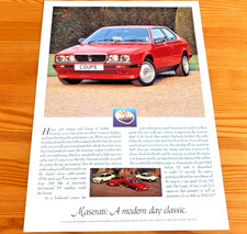 MASERATI COUPE BITURBO V6 - FRAMEABLE COLLECTIBLE ORIGINAL CLASSIC CAR ADVERT