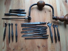 Vintage Wood Brace & Spoon Bits. Auger Bits Drill Bits