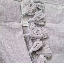 Next Grey Textured Tassel edge thermal blackout Curtain 228 x 229cm single door