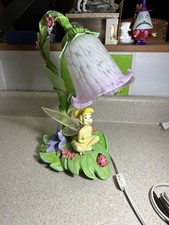 Vtg RARE Hampton Bay Tinker Bell Fairy Frosted Glass Floral Flower Lamp