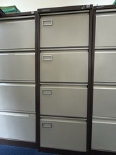 4X Bisley or Vickers Trimline 4-Drawer Metal Filing Cabinet all Lockable w Key
