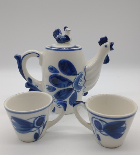 Vtg gzhel tea coffee pot - vtg,