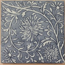ANTIQUE POTTERY TILE MINTON WILLIAM MORRIS STYLE DESIGN FLORAL c1895