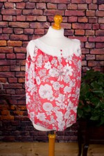 Vintage 60S 70S Babydoll Red Flowers Flower Power Top Disco Schlager M
