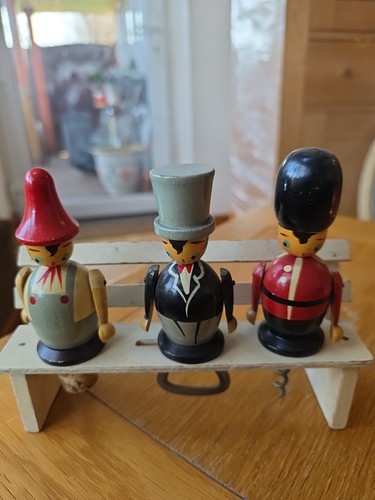 Vintage wooden trio men - of,