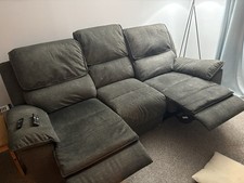 3 Seater Grey Recliner Sofa With LED Ports