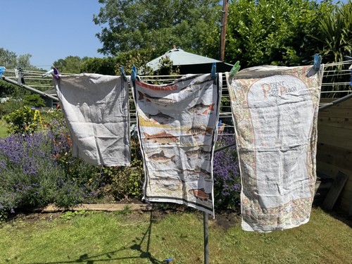 Vintage tea towels angling - x,