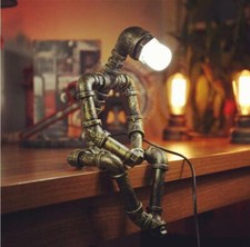 Retro Lights Table Lamp Robot Industrial Water Pipe Steampunk Copper With Bulb*