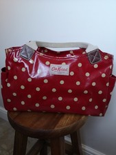 Cath Kidston Red Polka Dot Oil Cloth Handbag.  Very Good Condition.