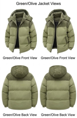 Unisex olive puffer jacket - olive,