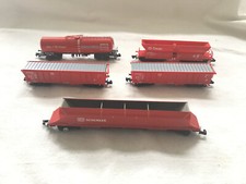 FLEISCHMANN ETC N GAUGE 5x RED VARIOUS MODERN WAGONS - SCHENKER ETC