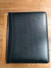 1980s Black Real Leather A4 Document Folder/Wallet: 36cms x 32cms Excellent cond