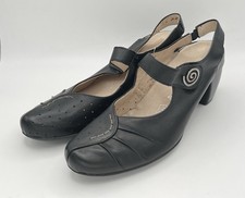 Remonte Dorndorf Leather Mary Jane Slingback Heels Size 40, US 9-9.5 Black Boho