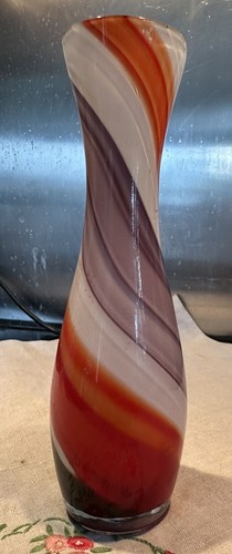 Art glass vase encased orange - art,