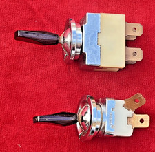 Classis Car -  2 LUCAS PANEL TOGGLE SWITCHES. Chrome, single & double pole. NOS